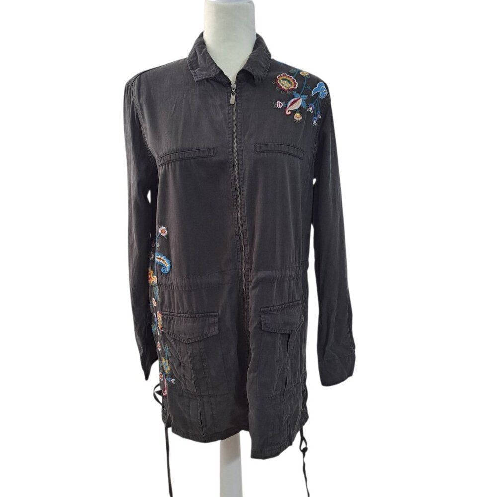 Willow & Clay Women's Light Weight Jacket Floral Boho Fall Embroidery Sz Medium